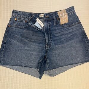 Madewell Dark Blue High-Rise Cutoff Denim Shorts